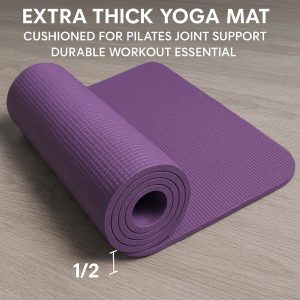 1/2" Extra Thick Yoga Mat - Cushioned for Pilates & Joint Support, Durable Workout Essential