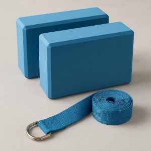 Yoga Block & Strap Combo - 2-Pack Foam Blocks + 1 Stretch Strap for Alignment & Flexibility